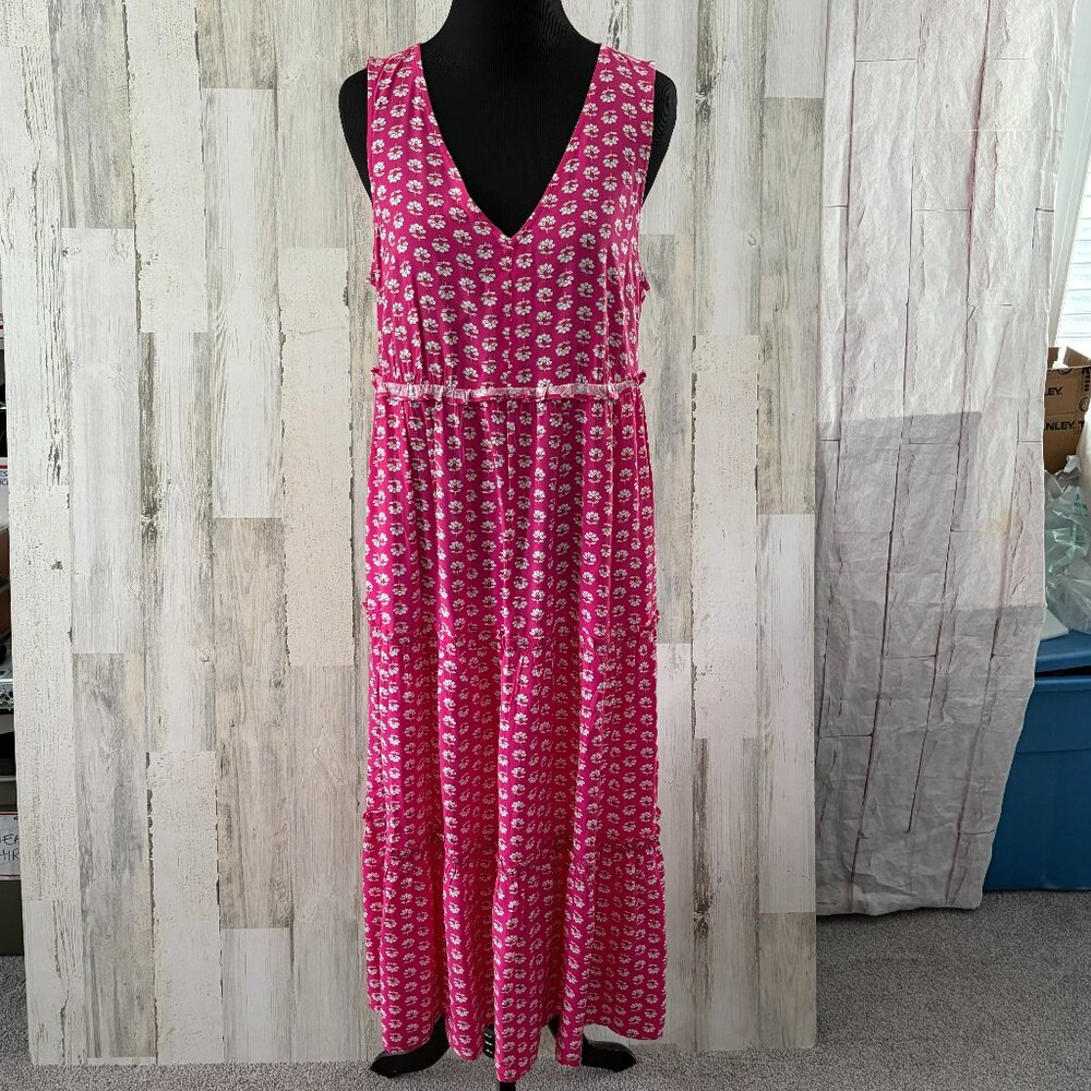 CLEARANCE! J.Crew Women's Size 4 Maxi Dress Pink/White Ditsy Floral Tiered